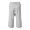 thumbnail image 5 of Bbyeadc Capris Pants for Men Straight Leg Solid Color Bottoms Baggy Drawstring Capris Cute Summer Spring Culottes with Pocket,Gray(M), 5 of 8