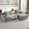 thumbnail image 3 of 96" Boneless Cloud Couch with Chaise, Modular Sectional Sofa for Living Room, No Assembly Required, Deep Seat Corduroy Couch,Light Gray, 3 of 7
