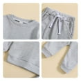 thumbnail image 5 of gljltg Toddler Baby Boy Clothes Solid Color Long Sleeve Crewneck Sweatshirt Top Casual Pants Set 2Pcs Fall Winter Outfits, 5 of 5