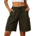 thumbnail image 2 of RUTAYY Women's Cargo Shorts Solid Color Casual Streetwear Baggy with Utility Pockets High Waist Loose Fit Denim Bottom Classic Versatile Shorts, 2 of 6