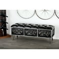 thumbnail image 2 of DecMode Wood Storage Bench with Tufted Faux Leather, Black, 2 of 13