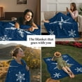 thumbnail image 3 of White Christmas Snowflakes Throw Blankets, Winter Holidays Navy Blue Soft Fleece Blanket Decorative for Home Sofa Couch Chair Living Bedroom, 50x60 inches,, 3 of 8