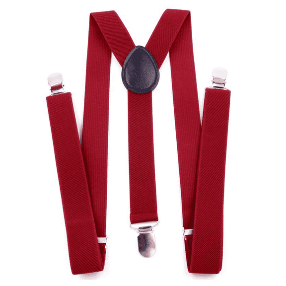GASTROPOD Suspenders for Men Stretchy Adjustable Y-Shaped Men's Suspenders Fade-Resistant Clips Unisex Suspenders 2.5x100cm,Deep Red