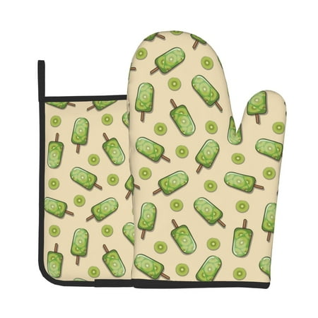 

Bingfone Kiwi Ice Cream Print Oven Mitts Pot Holders Set 2 PCS for Kitchen for Cooking Grilling Baking BBQ Pot Holders Cook Essentials
