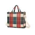 thumbnail image 7 of FORMRS Womens Corduroy Tote Bag Crossbody Shoulder Handbag with Pocket, Vibrant Red Tartan Pattern, 7 of 7