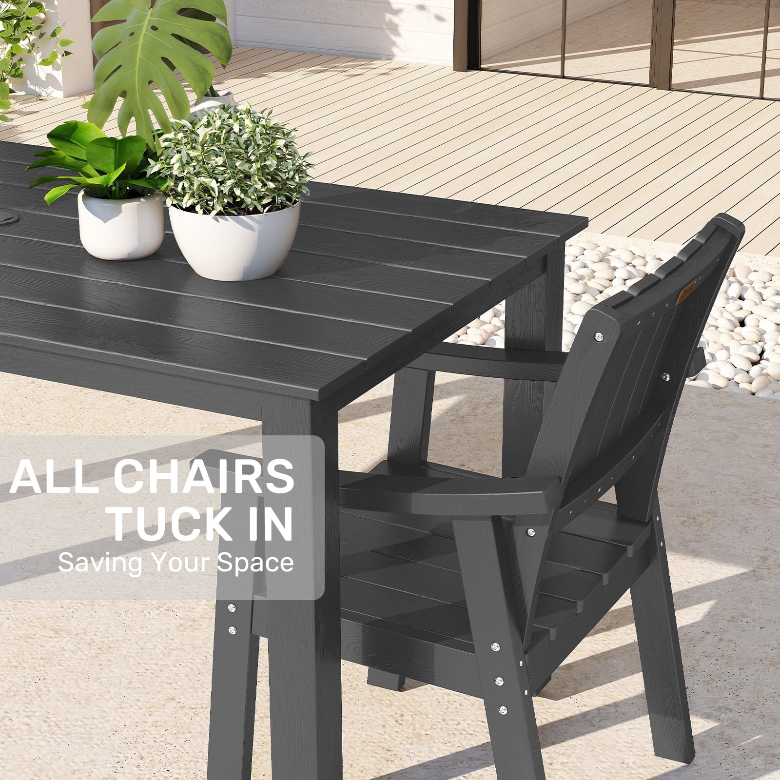 Wingyz 5PCS Patio Dining Set, All Weather Outdoor Furniture Set Plastic Dining Table with 4 Chairs
