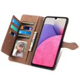 thumbnail image 4 of SaniMore Case for Samsung Galaxy A33 5G 6.5" 2022, PU Leather Zipper Wallet Detachable Lanyard Retro Embossed Flower Crad Slots Flip Kickstand Full Body Protective Drop-proof Case, Brown, 4 of 15