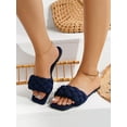 thumbnail image 7 of Women‘s Navy Blue Vacation Woven Strap Solid Color Slide Sandals With Braided Design, 7 of 7