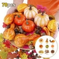 thumbnail image 3 of Calabazas artificiales de cosecha a granel, hojas de arce, piñas y bellotas para Halloween de otoño. 70 piezas, 3 of 9