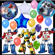 17 PCS Transformers Balloons Set - Includes Latex, Mylar, and Giant Character Balloons - Bumblebee, Optimus Prime, Megatron, & More!