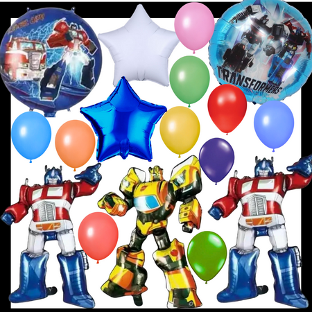 17 PCS Transformers Balloons Set - Includes Latex, Mylar, and Giant Character Balloons - Bumblebee, Optimus Prime, Megatron, & More!