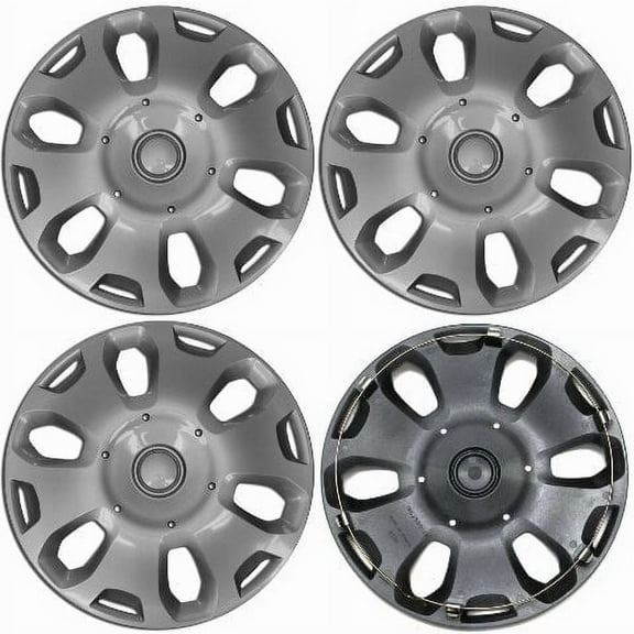 Fuel Rider Set of 4 15 inch Silver Snap-On Hubcaps With 6 Spoke Compatible With 2010-2013 Ford Transit Connect Standard Steel Wheel Covers