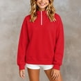 thumbnail image 2 of PLHWHYQ Girls' Zip Neck Hoodie for Little Girls – Cozy Kids' Casual Sweatshirt with Stand Up Collar Lightweight Winter Layer Red 9-10 Years, 2 of 8