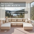 thumbnail image 5 of YINIX 140"Corduroy Sectional Sofa for Living Room, Comfy Cloud Couch with Movable Ottomans, Beige, 5 of 8