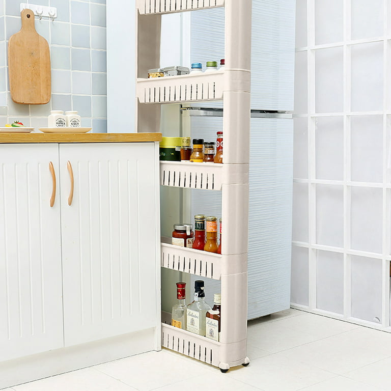 Modern Home Narrow Sliding Storage Organizer Rack -  Laundry/Bathroom/Kitchen Portable Storage Shelves - Vandue