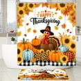 thumbnail image 4 of 4pcs Thanksgiving Turkey Shower Curtain Set - Farmhouse Pumpkin Sunflower Fall Autumn Harvest Bathroom Decor with 12 Hooks, Bath Mat, Toilet Lid Rug, Non-Slip U Shape Mat, High Quality Full Set, 4 of 11