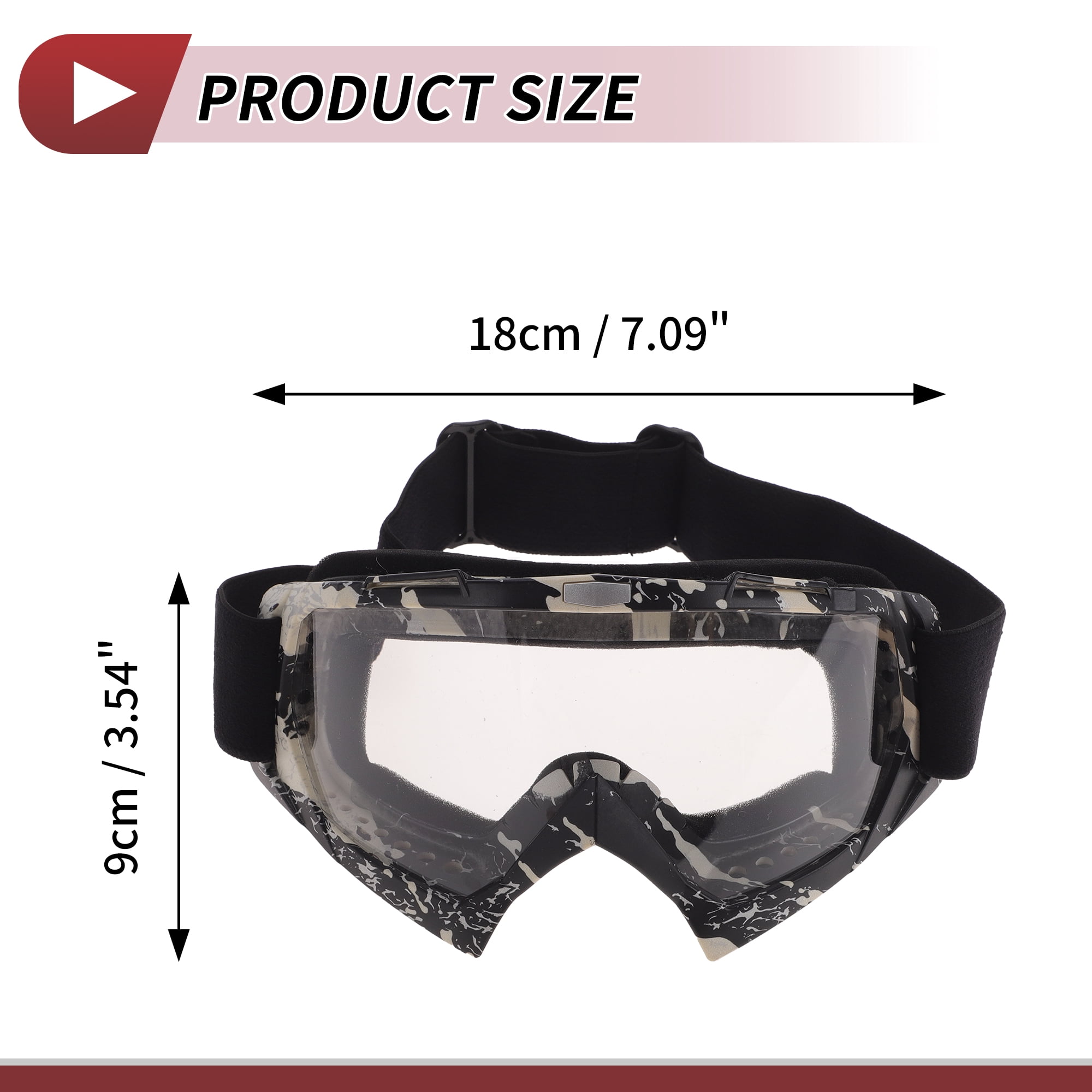 Unique Bargains Motorcycle Riding Goggles PC Cycling Sunglasses Clear Lens Black White Frame