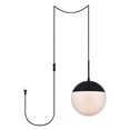 thumbnail image 1 of Living District LDPG6032BK Eclipse 1 Light Black Plug-In Pendant with Frosted White Glass, 1 of 6