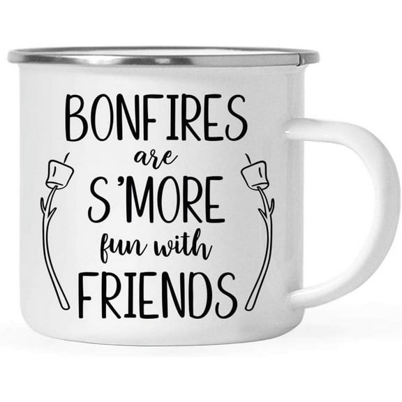 Koyal Wholesale Fall Autumn Season 11oz. Stainless Steel Campfire Coffee Mug , Bonfires Are S'more Fun With Friends
