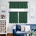 thumbnail image 2 of Dark Green Leaves Kitchen Curtains Sets for Windows 36 Inch Length, Pastoral Watercolor Botanical Plant Rod Pocket Window Treatments Tier Curtains and Valances Set for Bedroom/Bathroom, 2 of 8