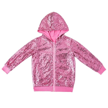 LIJCC Sequins Jacket for Girls Boy s Plaid Collar Glitter Varsity Hoodie Long Sleeves Zip Up Flip-Sequin Sparkle Metallic Hoodie Jackets Party Outwear
