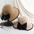 thumbnail image 2 of Sombrero de paja para niños, protector solar de verano, plegable, de ala grande, sombrero de pescador con borde abierto, cola de caballo, temperamento de moda, versión coreana, 2 of 6