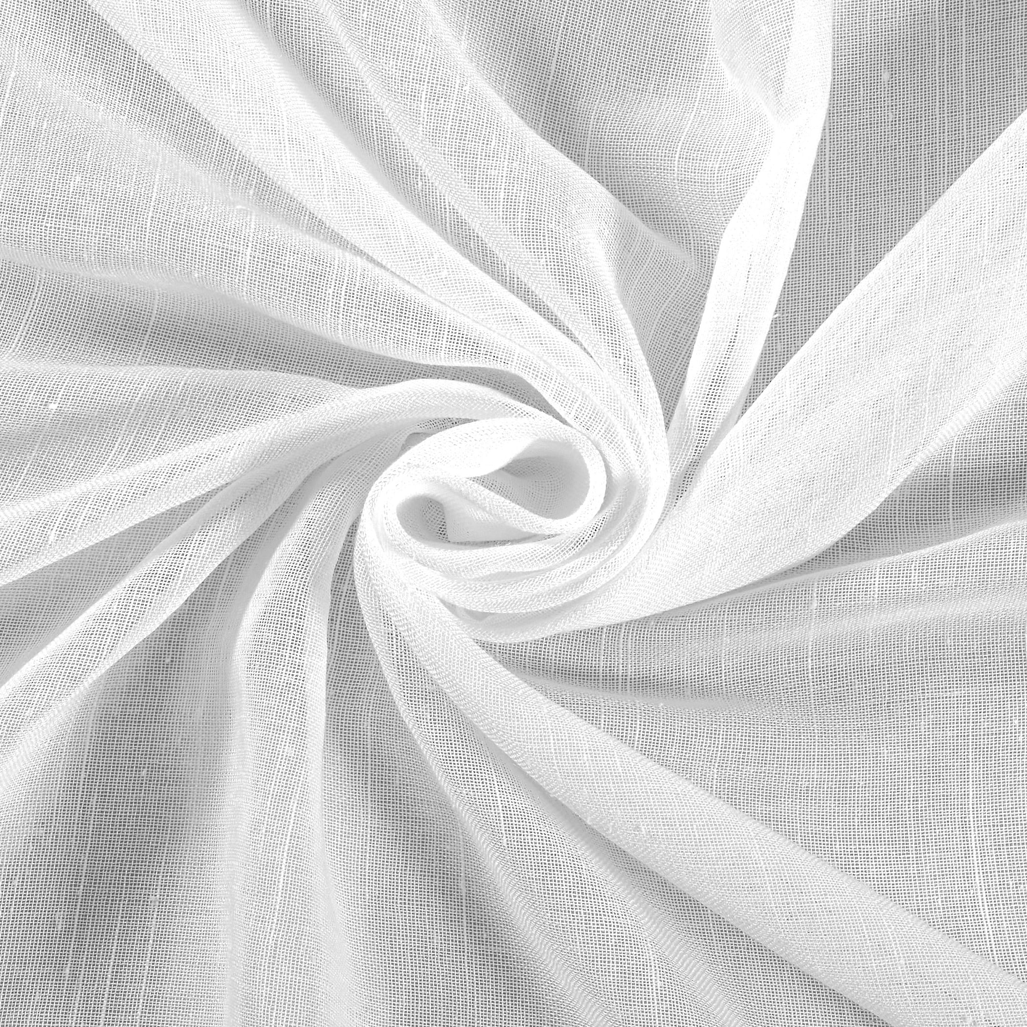 Archaeo Slub Textured Linen Blend Black Grommet Top Curtain, 52"x84", White