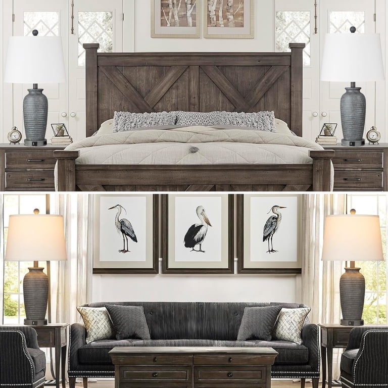 Cinkeda Table Lamps Set of 2, 24", Resin, USB & Outlet photo 2