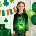 thumbnail image 4 of Blusas y camisas de manga larga con cuello redondo, informales, con estampado del Día de San Patricio, de manga tres cuartos y cuello redondo, para niños de talla mediana y grande., 4 of 6