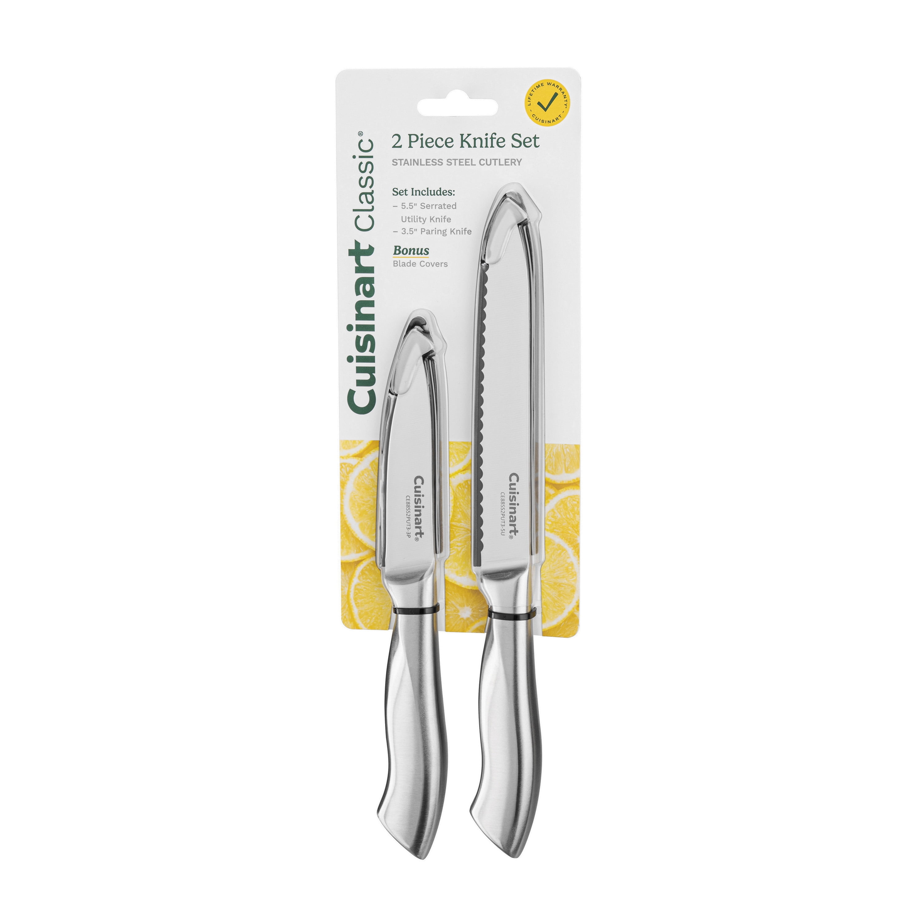 Cuisinart Classic Stainless Steel 2-Piece Paring Knife Set with Blade Guards