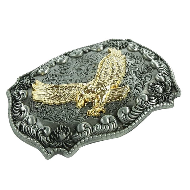 Hebilla de Cinturón de Vaquero Occidental con Hebilla de águila Realzada en Relieve Dorado con de Hierba Tang Hugo Hebilla del cinturón