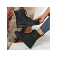 thumbnail image 5 of Woobling Womens Slip Resistant Short Bootie Lace Up Leather Booties Outdoor Fashion Flat Ankle Boots Black 4.5, 5 of 9