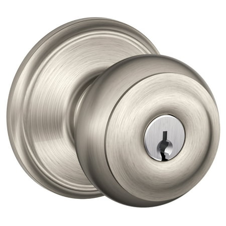 - Schlage F51VGEO619 Satin Nickel Georgian Keyed Entry Knob