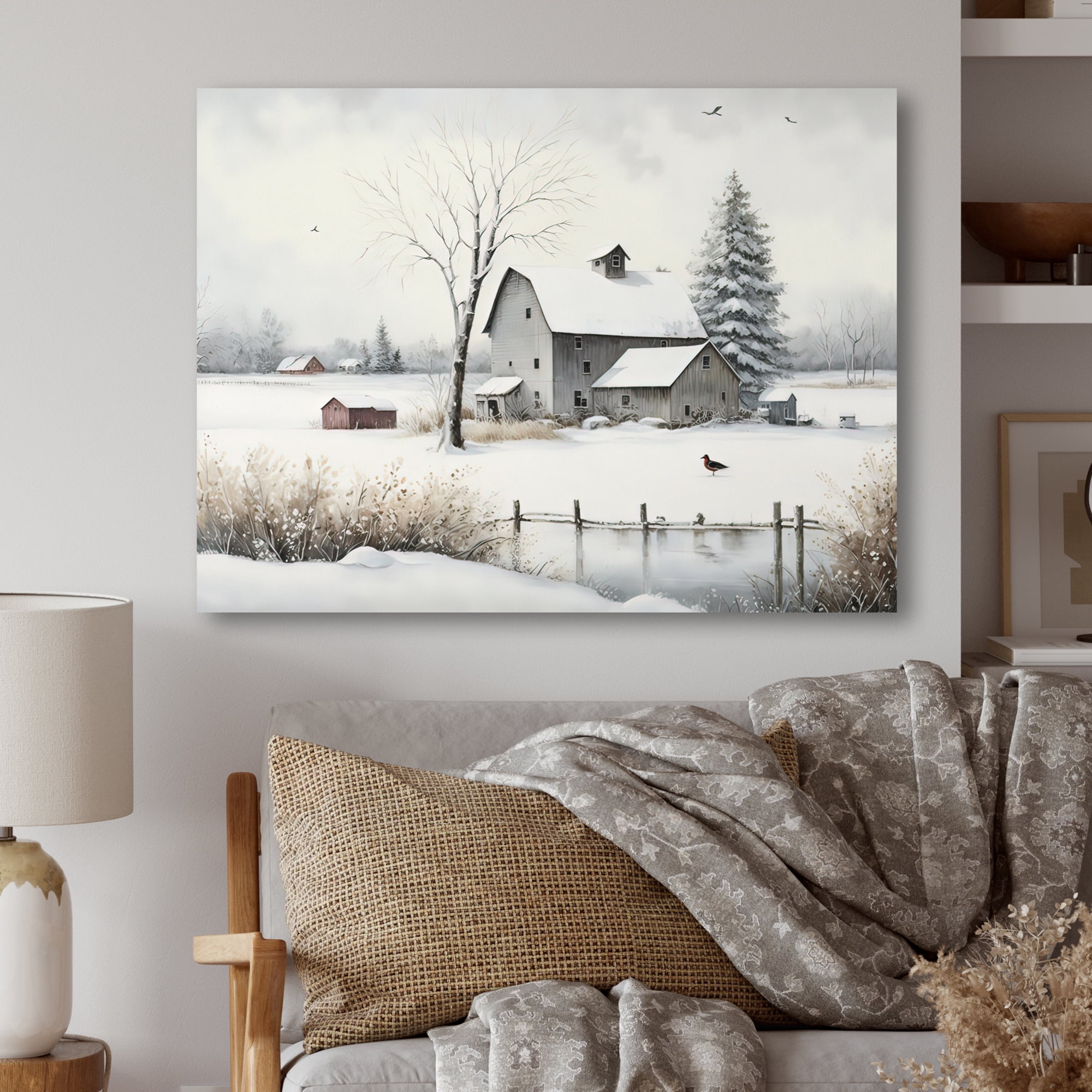Designart Cold Winter View On The Country IV Canvas Wall Art