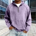 thumbnail image 1 of Ceisia Men's Loose Fit Washed Distressed Denim Half-Zip Hooded Pullover Sweatshirt Gifts, 1 of 6
