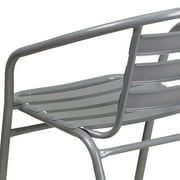 Flash Furniture Lila Silver Metal Restaurant Stack Chair with Aluminum Slats