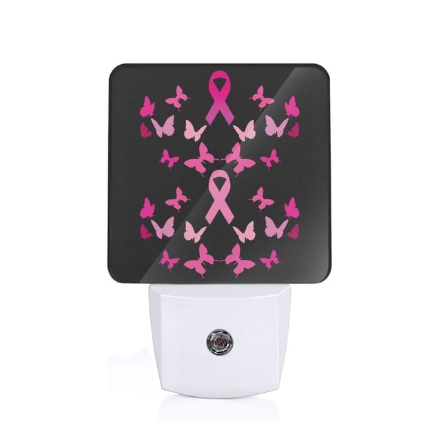 Balery Breast Cancer Luz Nocturna LED con Sensor Automático, Enchufe con Sensor Crepuscular, Luz Suave de 0.5W para Dormitorio, Pasillo, Baño-EU