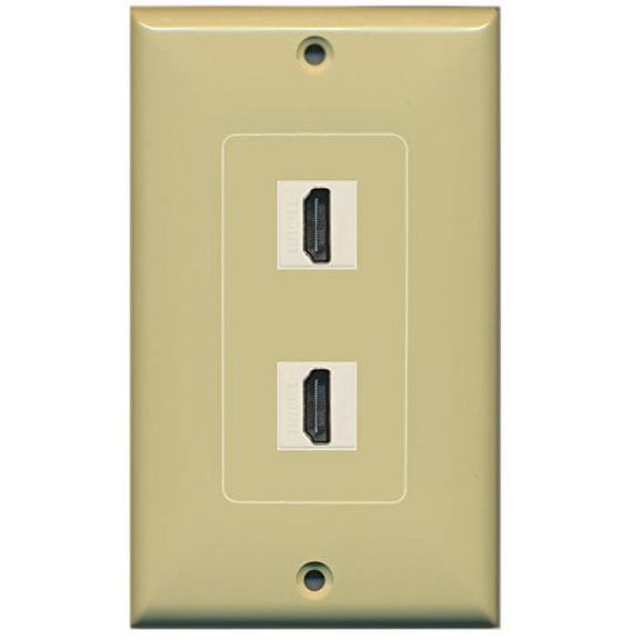 RiteAV (1 Gang Decorative 2 HDMI Ivory Wall Plate Ivory