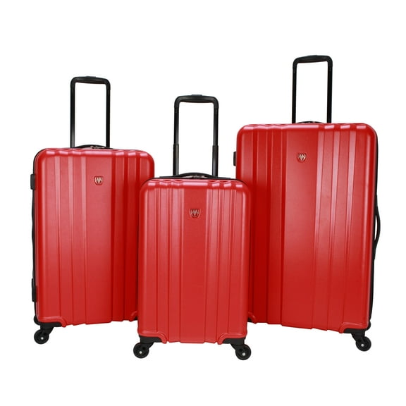 Moda ABS Hard Side 3 Piece Luggage Set, Includes 28-inch and 24-inch Checked and 20-inch Carry-on Luggage, Coral