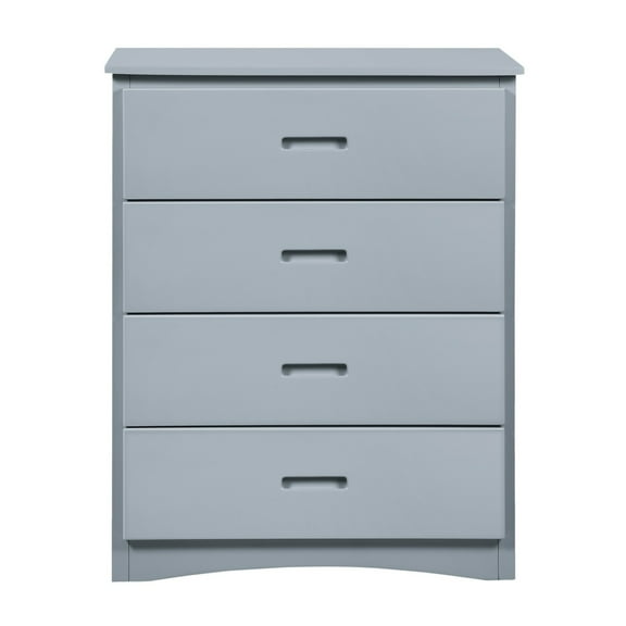 Transitional Wooden Chest with 4 Drawers and Recessed Handles, Gray- Saltoro Sherpi