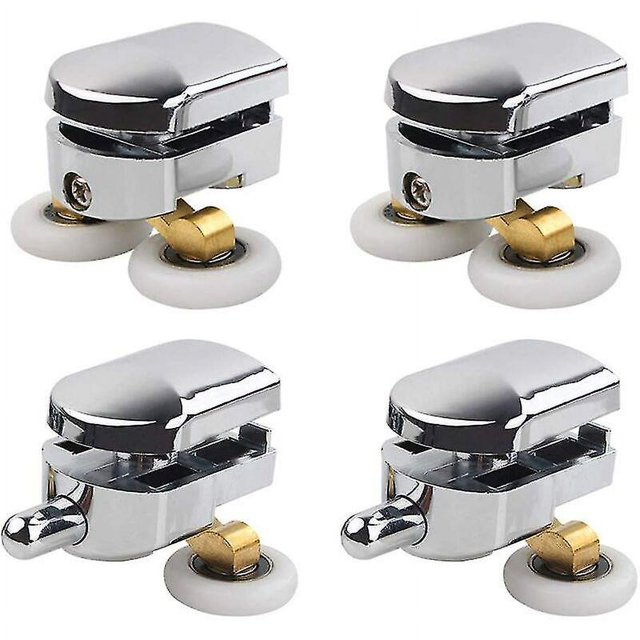 Rodillo para puerta de ducha, 4 rodillos dobles para puerta de ducha, rodillos para puerta corredera, rueda de repuesto para mampara de ducha para orificio de vidrio de 14mm Hy
