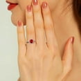 thumbnail image 3 of Bestyle Women Pure S925 Sterling Silver Rings with 2ct Round Created Ruby, Adjsutable July Birthstone Rings Birthday Mother's Day Jewelry Gift for Her, 3 of 9