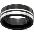 thumbnail image 1 of Black Ti & Sterling Silver 9mm Polished Band, 1 of 5