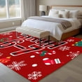 thumbnail image 4 of 5'x7' Area Rugs for Living Room Bedroom, Red Christmas Washable Rug Carpet Runner Indoor Outdoor, Cartoon Xmas Snowflakes Trees Bells Wreaths Non Slip Floor Mats Area Rug for Kitchen, Nursery, 4 of 8