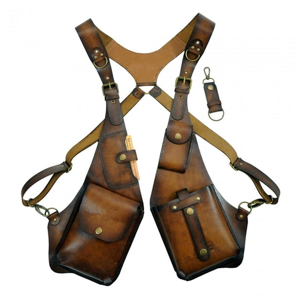 Bolso de hombro Fernando con bolsillo de piel sintética marrón para hombres y mujeres