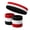 Black/White/Red, variant on Couver 3 Color Striped Terry Sports Sweat Headband & Wristband 3 Pieces Set, One Size (Bright Pink/Bright Green/White)