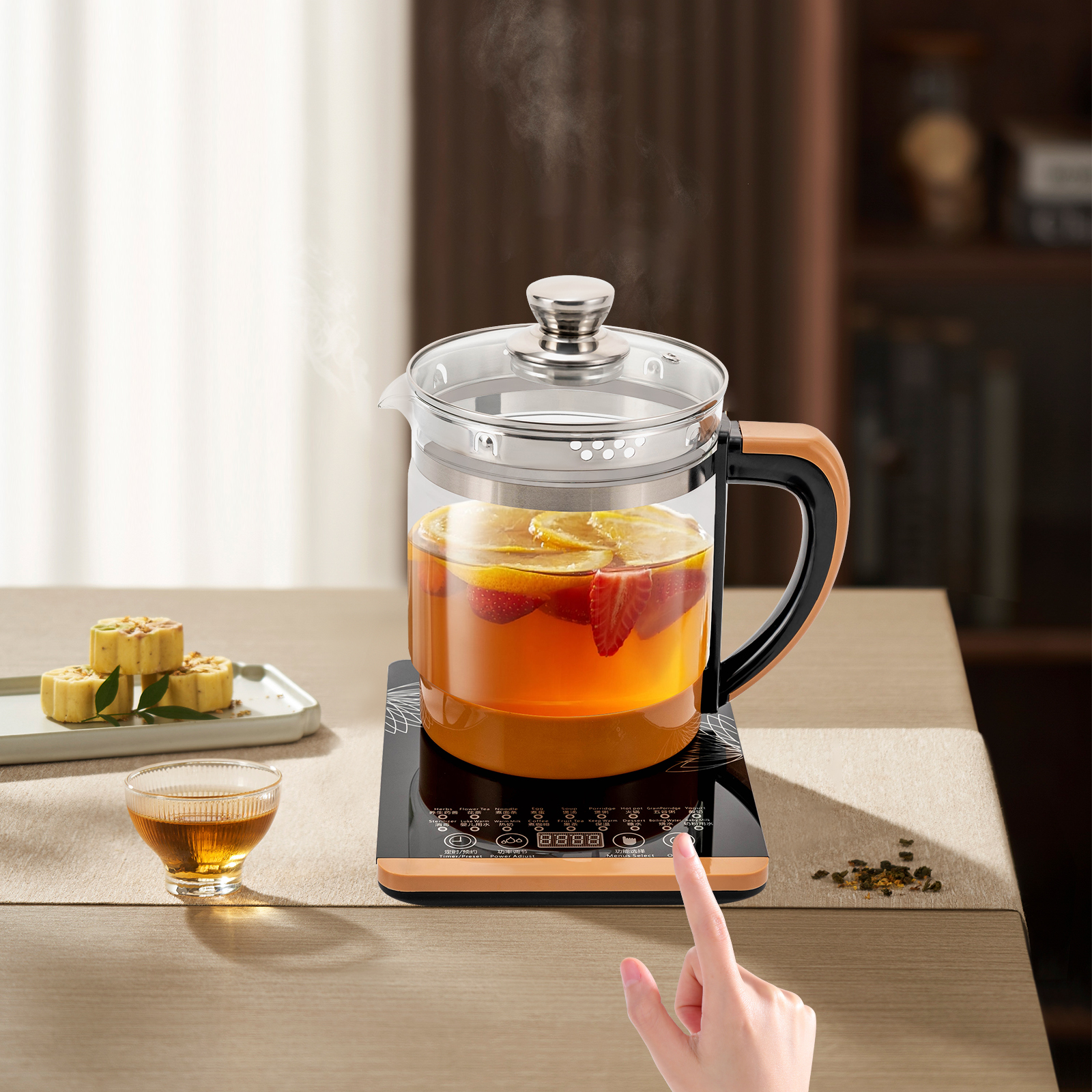Peakora Electric Glass Kettle with 0.4gal Boiling Water Electric Kettle Temperature Control Electric Kettle with Tea Infuse Tea Maker with 18 Smart Menu Bpa-Free & Boil-Dry Protection