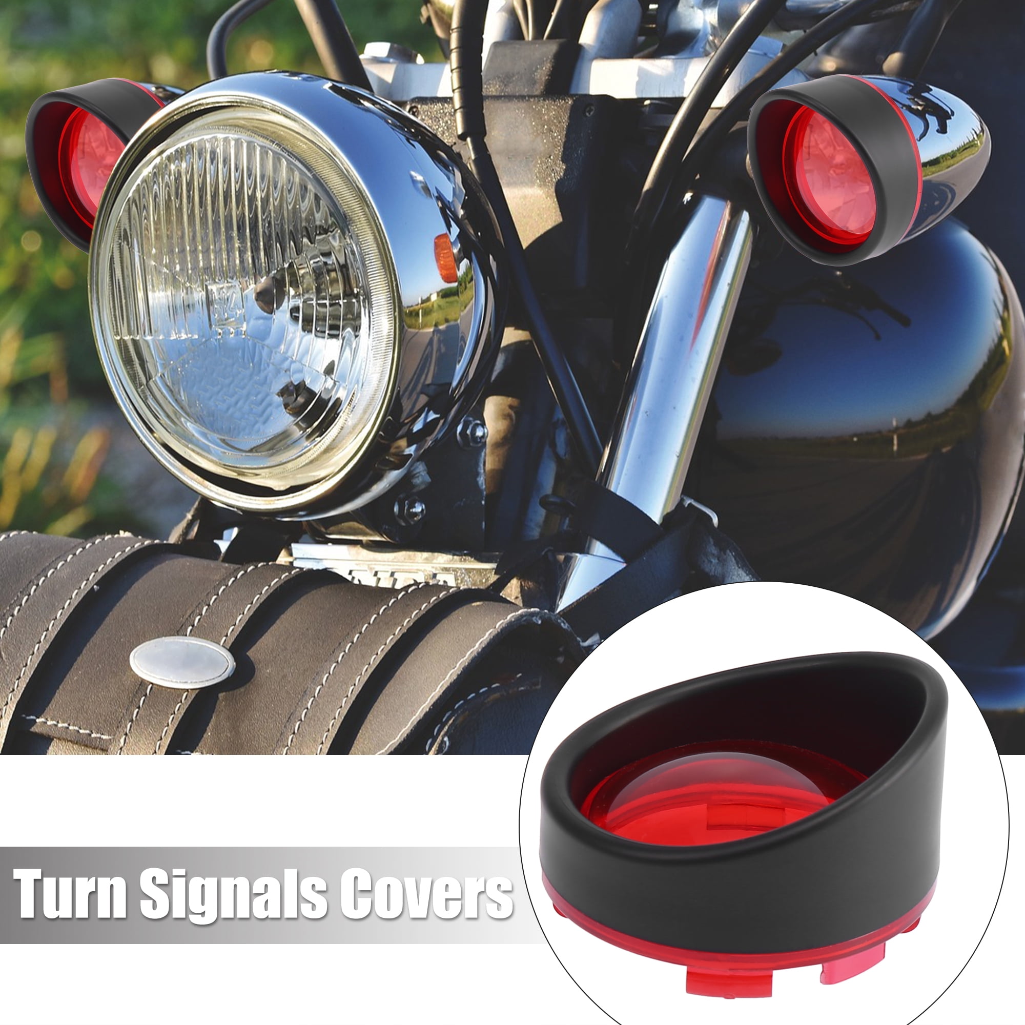 2pcs Red Turn Signal Light Lens Covers for Harley Davidson Sportsters Touring