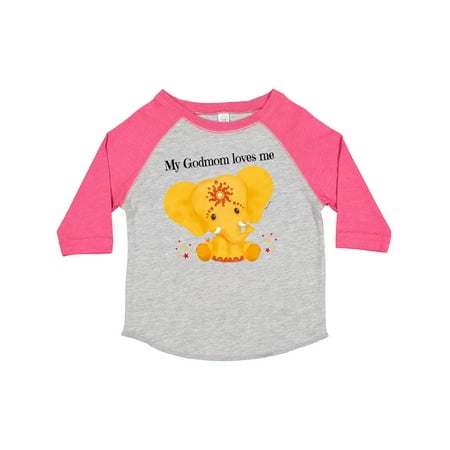 

Inktastic Etana My Godmom Loves Me Yellow Elephant Gift Toddler Boy or Toddler Girl T-Shirt