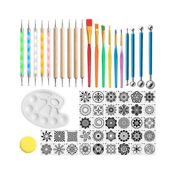 Outils de Pointillage Mandala Pochoirs à Pois Rochers pour Ensemble d'Outils de Peinture Kits d'Artisanat pour Dessin de Mandala